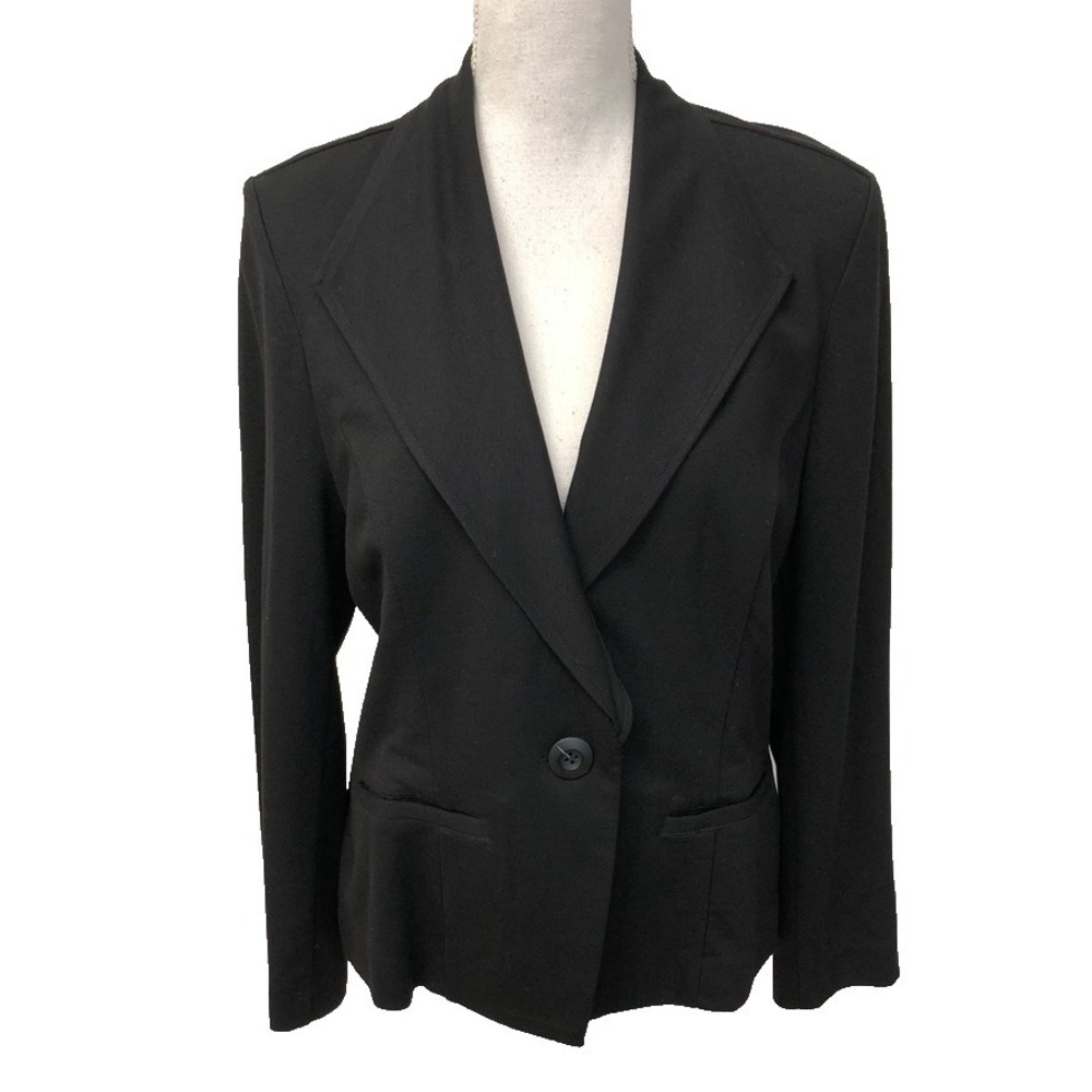 Cabi Absolute Ruffle Blazer Jacket Womens Large Black Modern Career Teacher